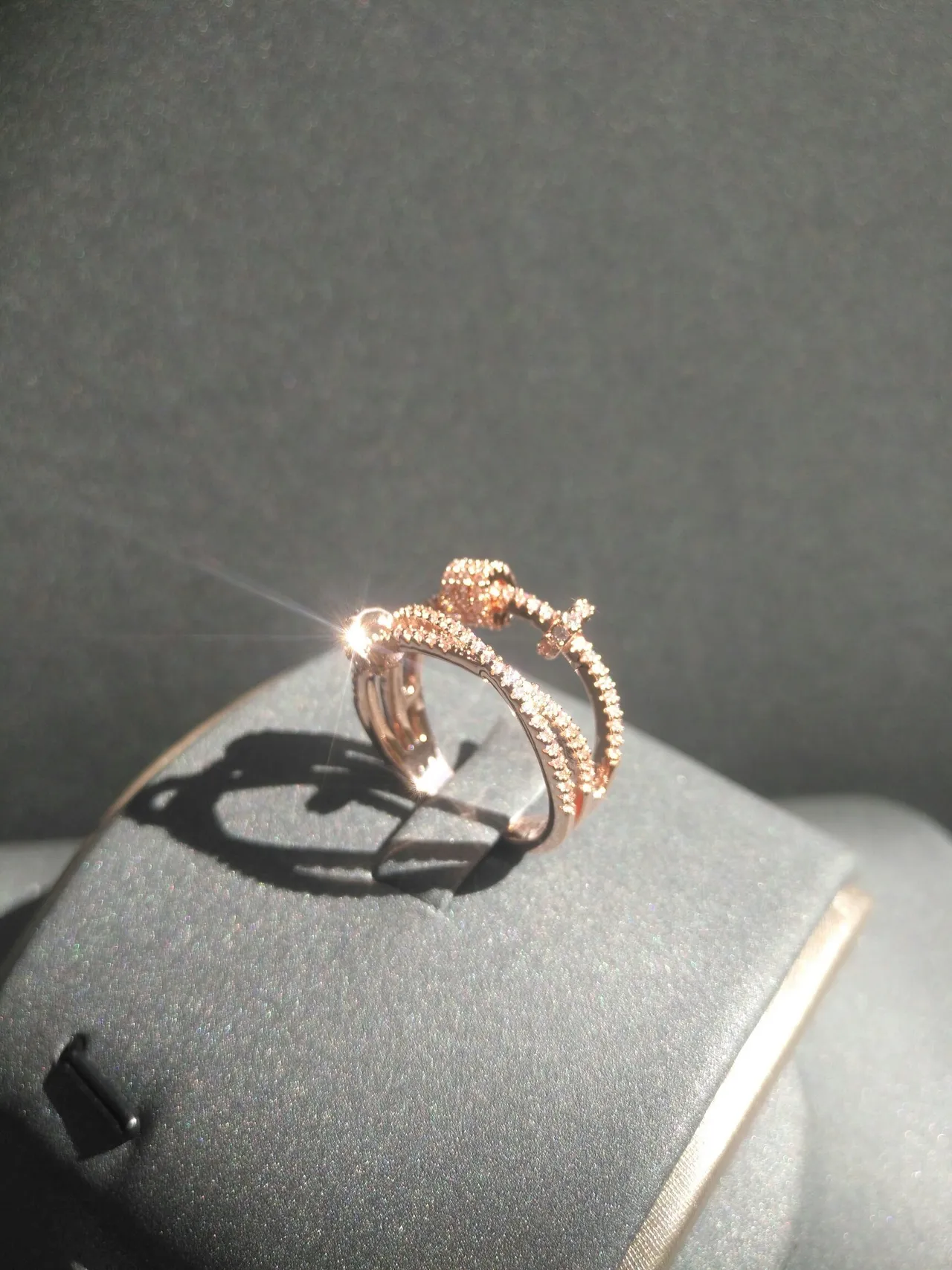 Rose Gold Tone Pavé-Set Multi-Band Crossover Ring 7