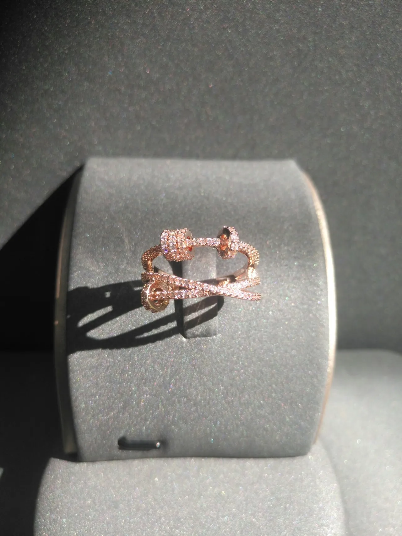 Rose Gold Tone Pavé-Set Multi-Band Crossover Ring 8