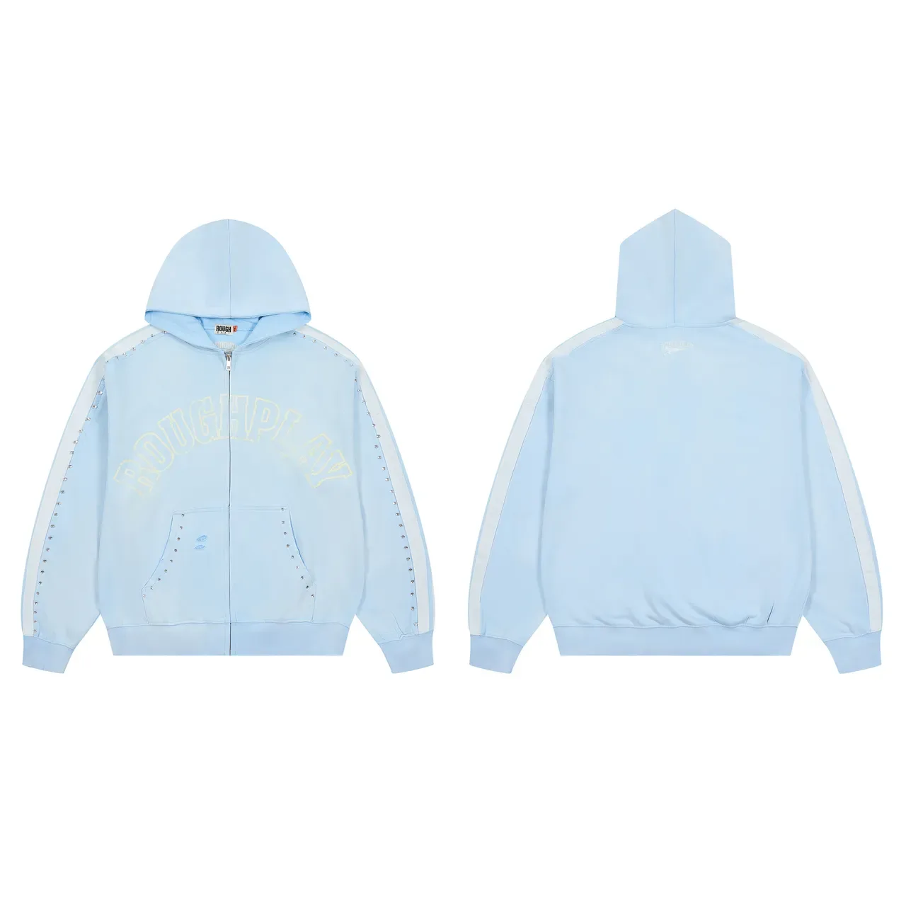Rough Arch Logo Studded Stripe Full-Zip Hoodie 7