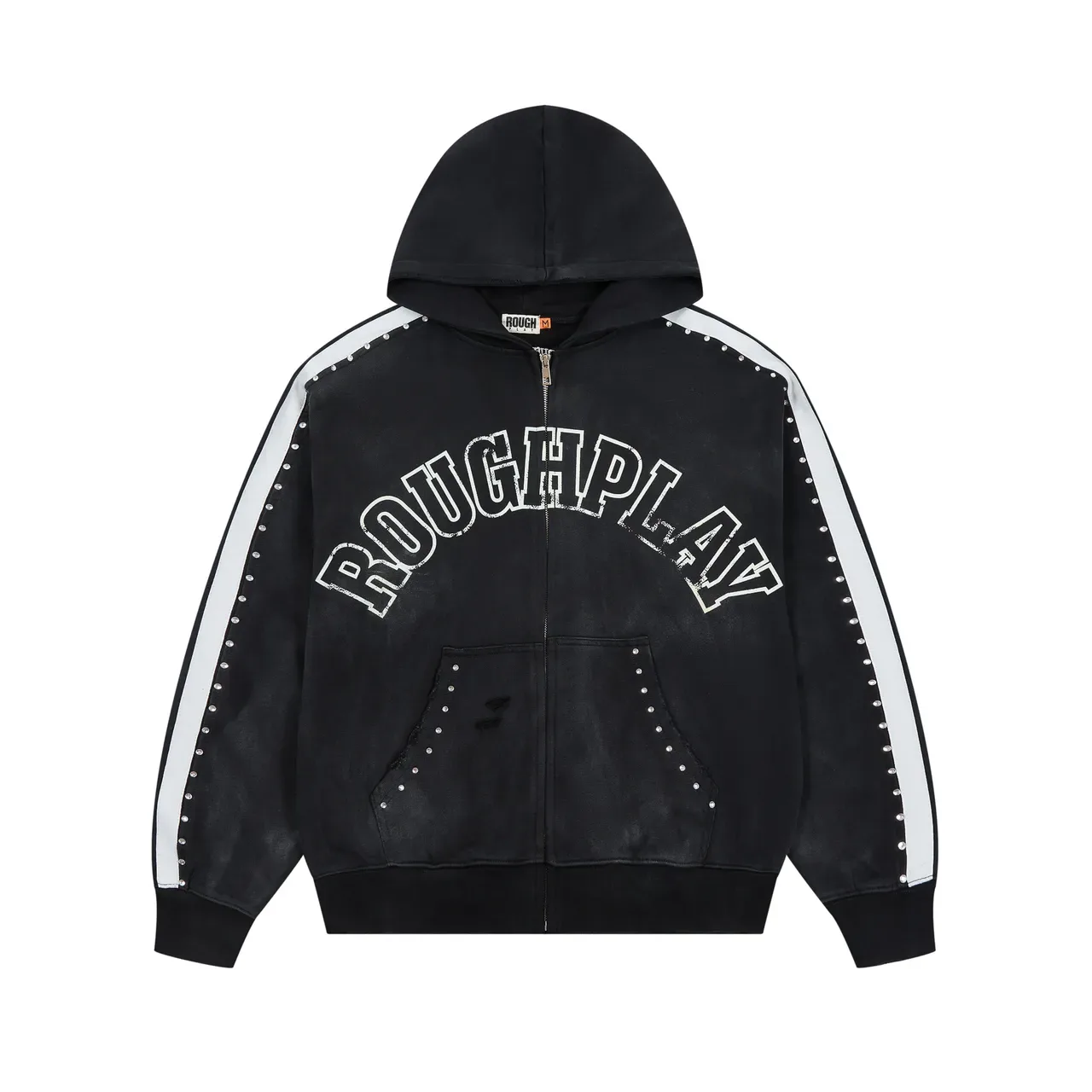 Rough Arch Logo Studded Stripe Full-Zip Hoodie 8