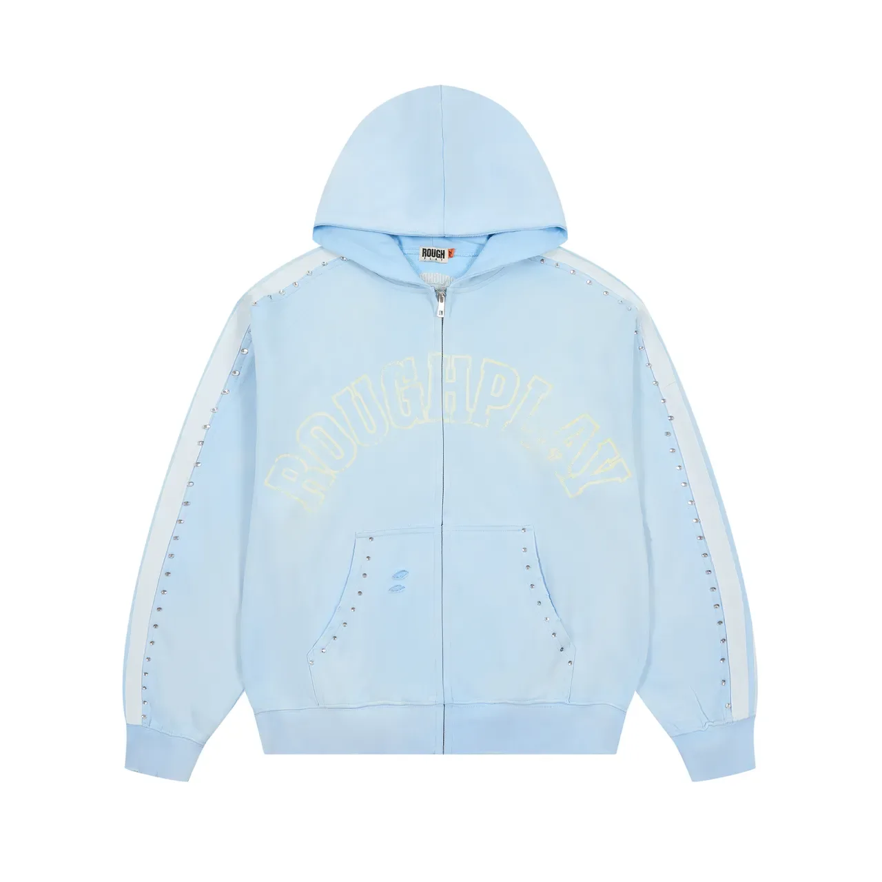 Rough Arch Logo Studded Stripe Full-Zip Hoodie 10