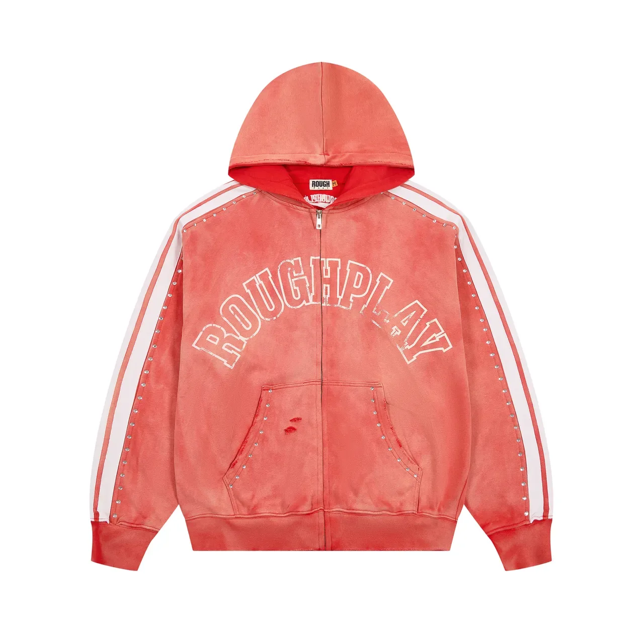 Rough Arch Logo Studded Stripe Full-Zip Hoodie 12