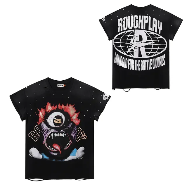 ROUGH Graphic-Print Distressed Oversized T-Shirt 4
