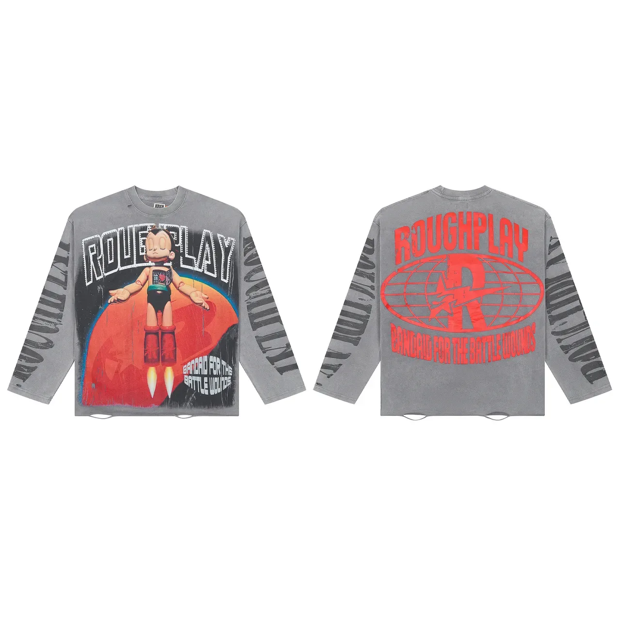 ROUGH Graphic Print Long-Sleeve Crewneck T-Shirt 2