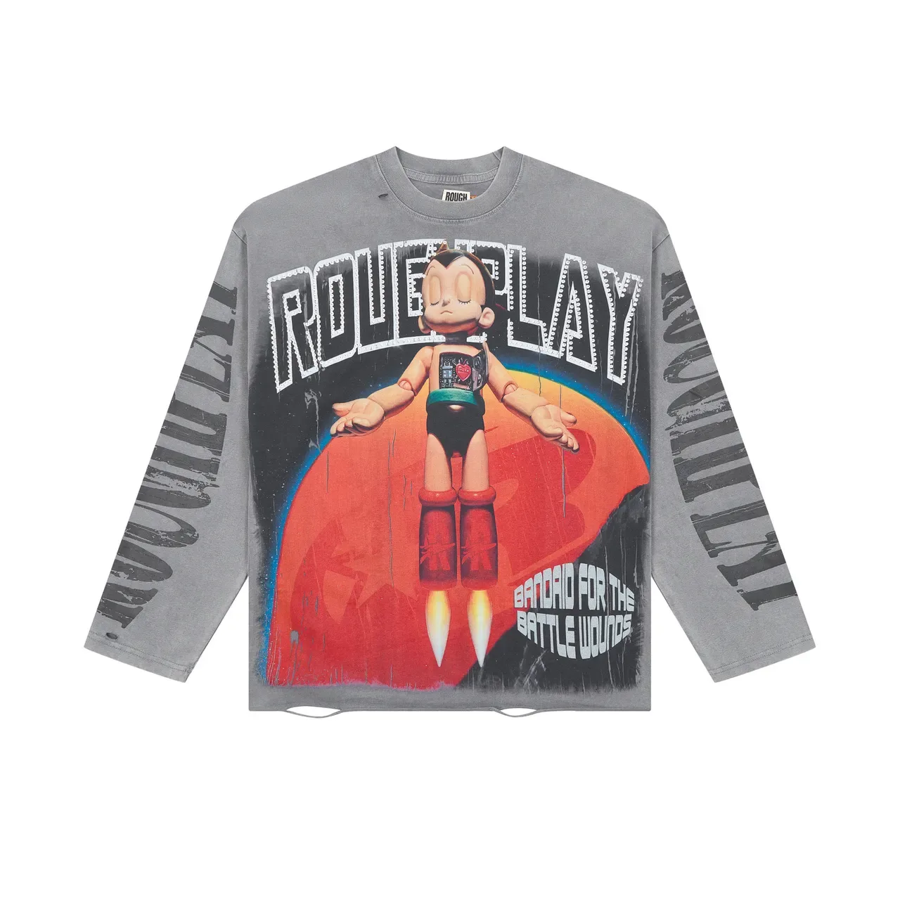 ROUGH Graphic Print Long-Sleeve Crewneck T-Shirt 3