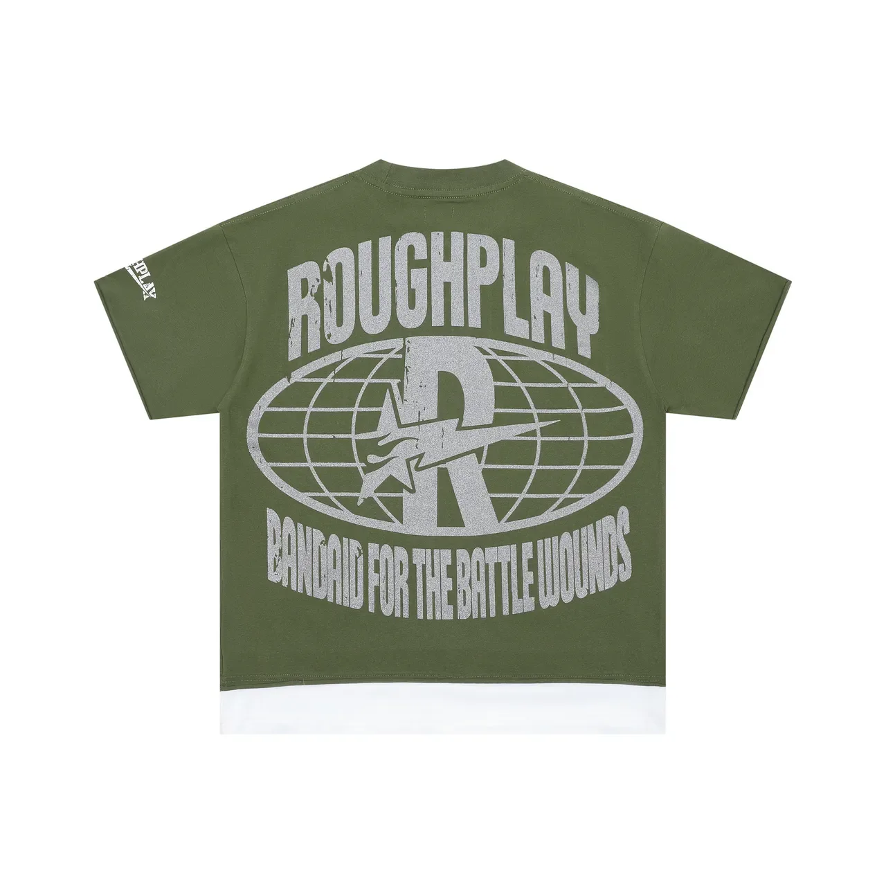 Roughplay Army Green White Oversized Fit Graphic Print T-Shirt 4
