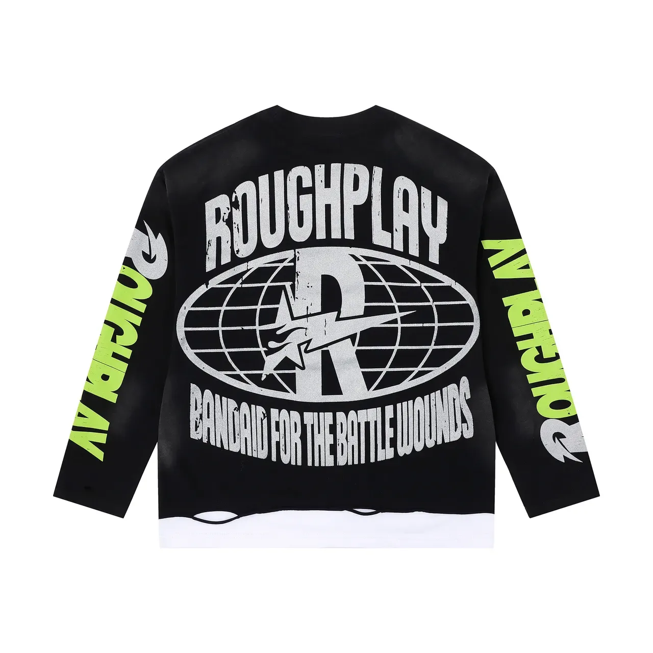 ROUGHPLAY Graphic-Print Distressed Hem Long-Sleeve Top 4