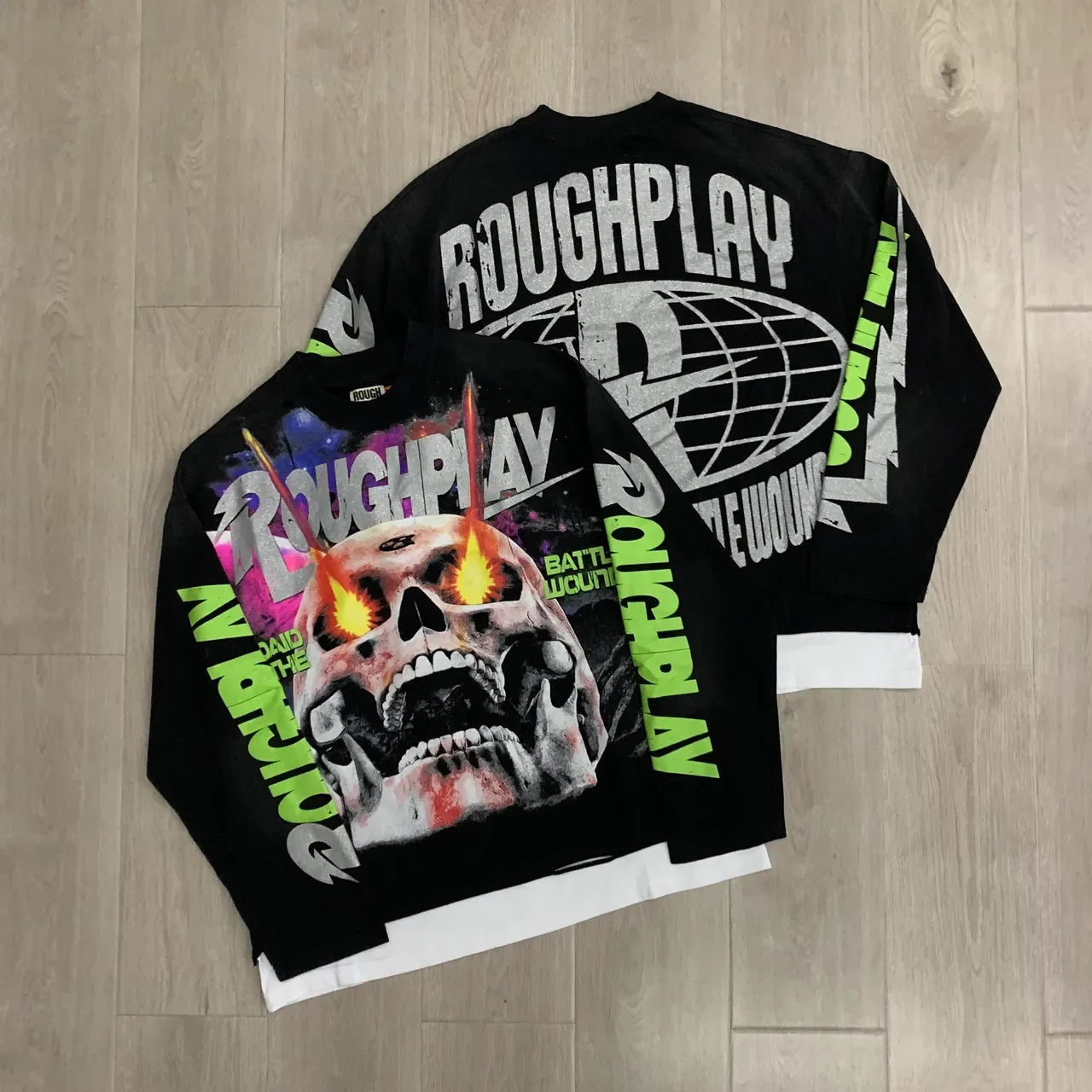 ROUGHPLAY Graphic-Print Distressed Hem Long-Sleeve Top 5