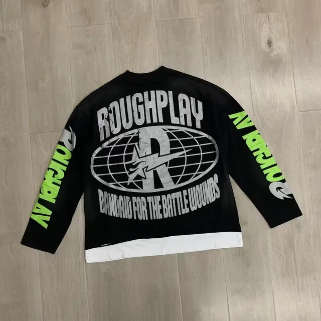 ROUGHPLAY Graphic-Print Distressed Hem Long-Sleeve Top 6