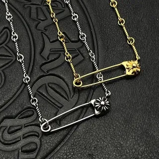 Safety-Pin Floral Cap Pendant Necklace