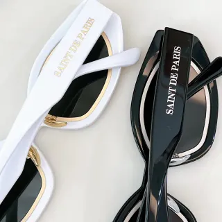 SAINT DE PARIS Rectangular Cat-Eye Double-Rim Sunglasses