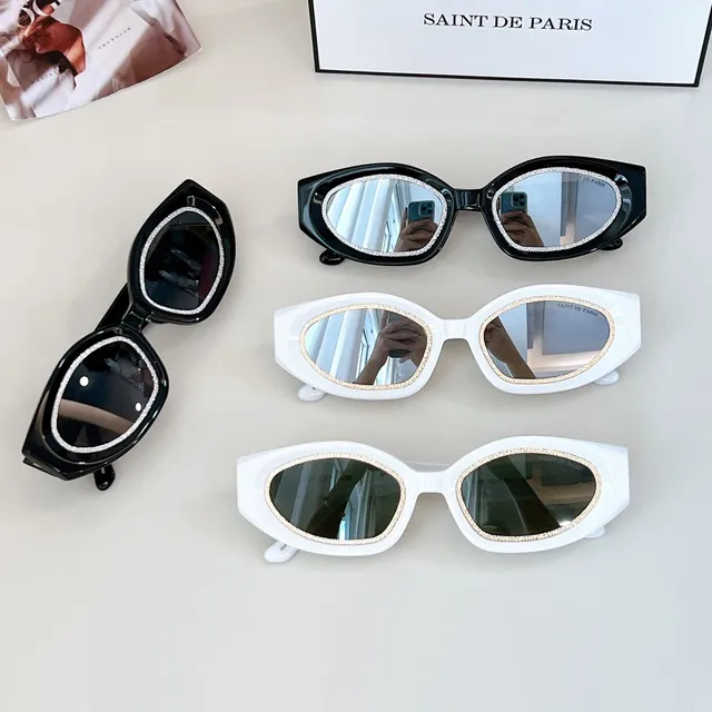 SAINT DE PARIS Rectangular Cat-Eye Double-Rim Sunglasses 4