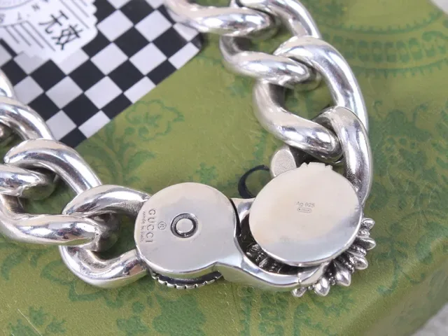 Silver and Black Inlaid Curb Chain Floral Charm Necklaces 9