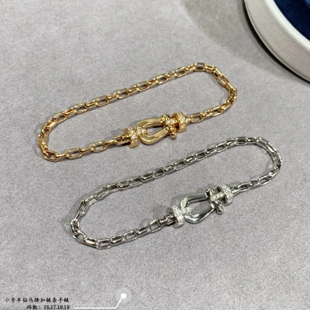 Silver and Gold Tone Pavé Shackle Clasp Link Bracelets 3