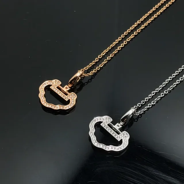 Silver and Rose Gold Pavé Cloud Pendant Necklaces 3