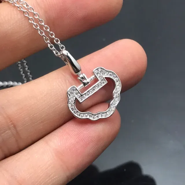 Silver and Rose Gold Pavé Cloud Pendant Necklaces 6