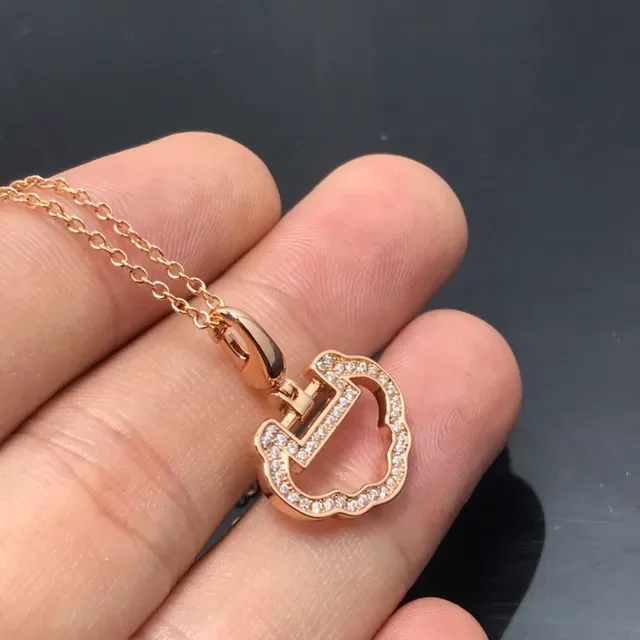 Silver and Rose Gold Pavé Cloud Pendant Necklaces 7