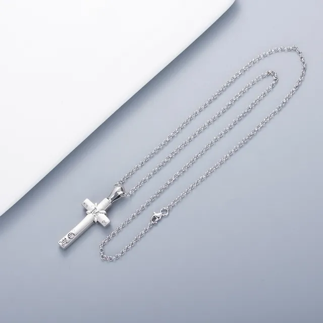 Silver Black Metal Hollow Cross Necklace 2