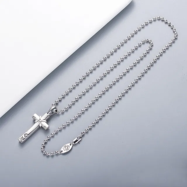 Silver Black Metal Hollow Cross Necklace 3