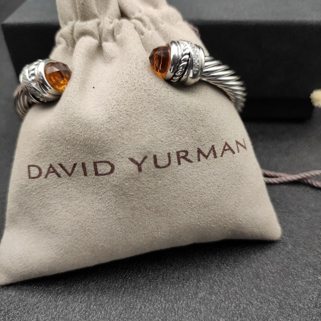 Silver Brown Twisted Cable Construction Faceted Amber Gemstone Terminals Jewelry 3
