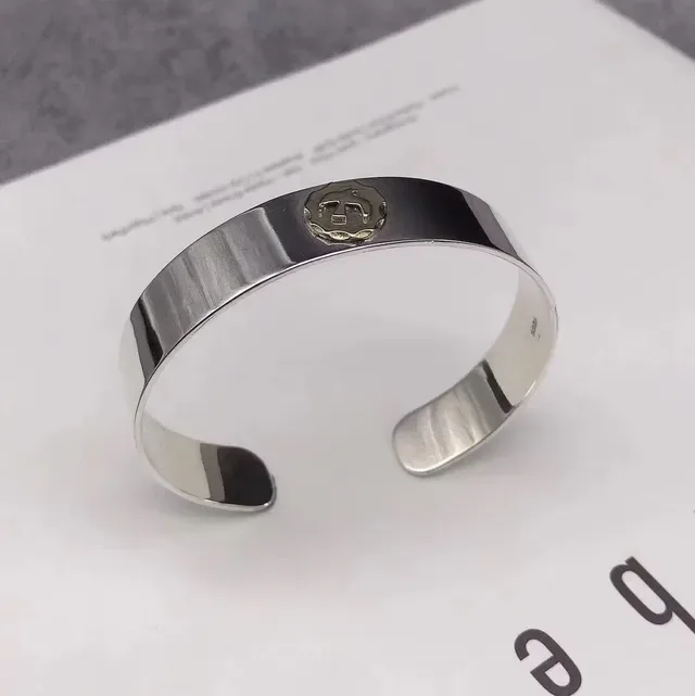 Silver Gold Cuff Emblem Bracelet 3