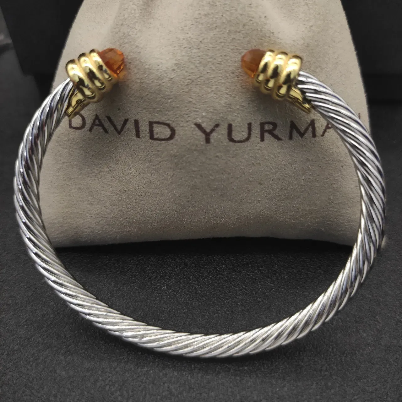 Silver Gold Twisted Cable Two-Tone Metal Bracelet 3
