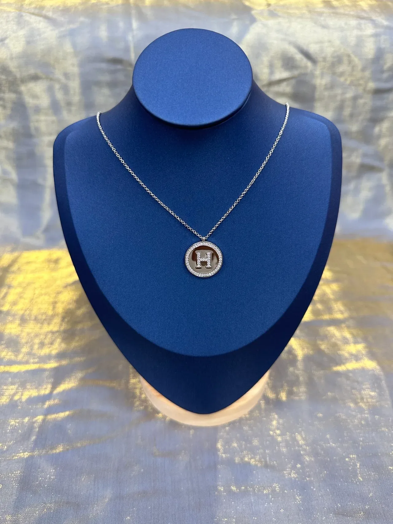 Silver Navy Chain Circular Pendant Necklace 9