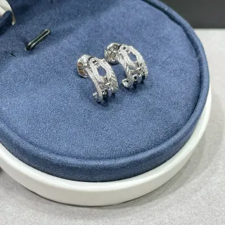 Silver Navy Pavé-Set Openwork Earrings