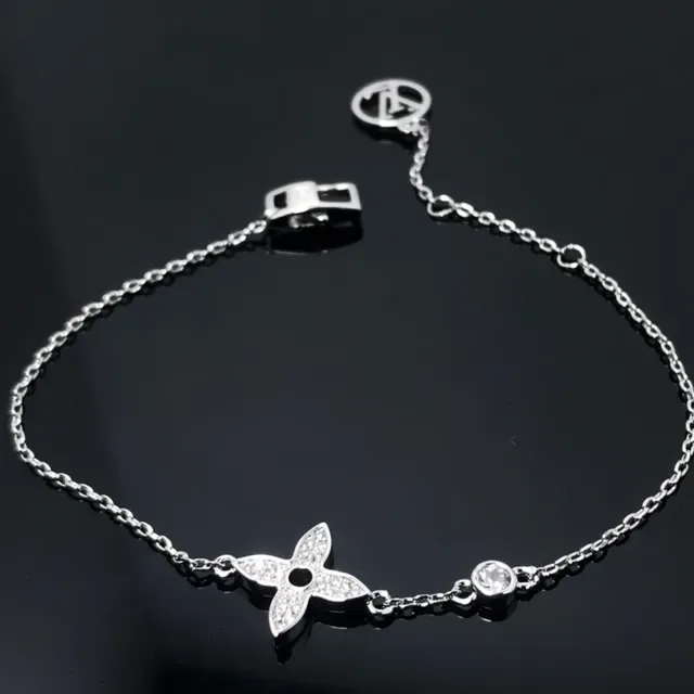 Silver Rose Gold Yellow Gold Floral Pavé Bracelets 2