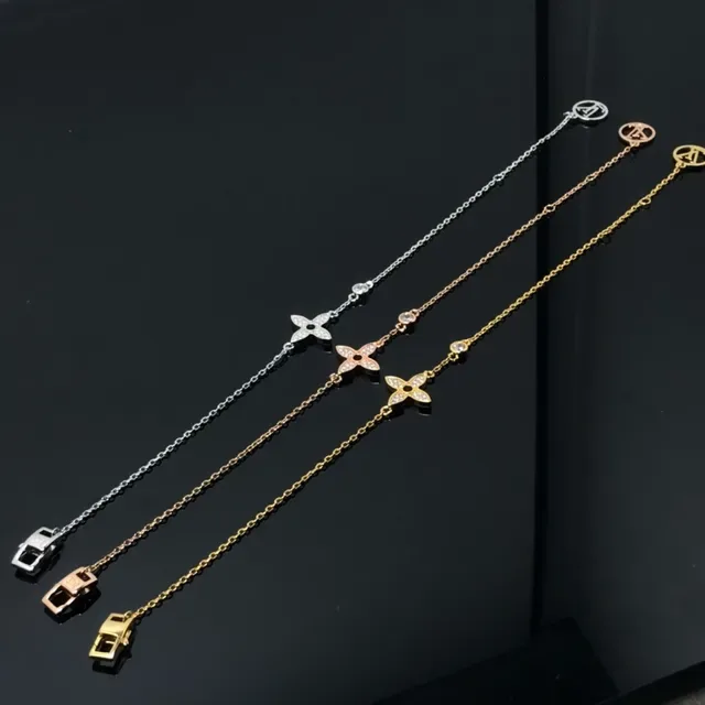 Silver Rose Gold Yellow Gold Floral Pavé Bracelets 3