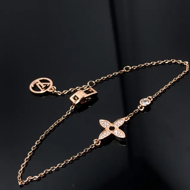 Silver Rose Gold Yellow Gold Floral Pavé Bracelets 4
