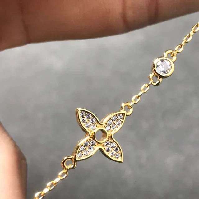 Silver Rose Gold Yellow Gold Floral Pavé Bracelets 6