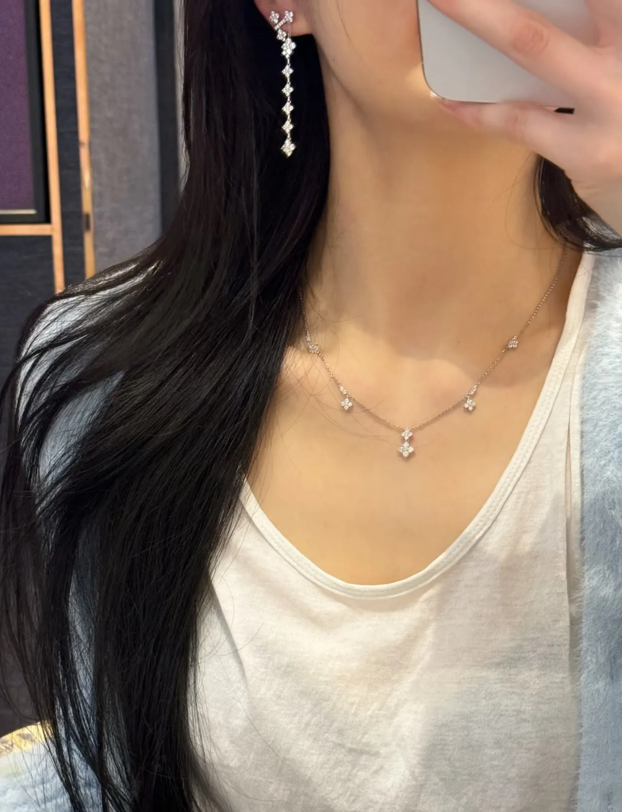 Silver-Tone Crystal Quatrefoil Pendant Necklace 3