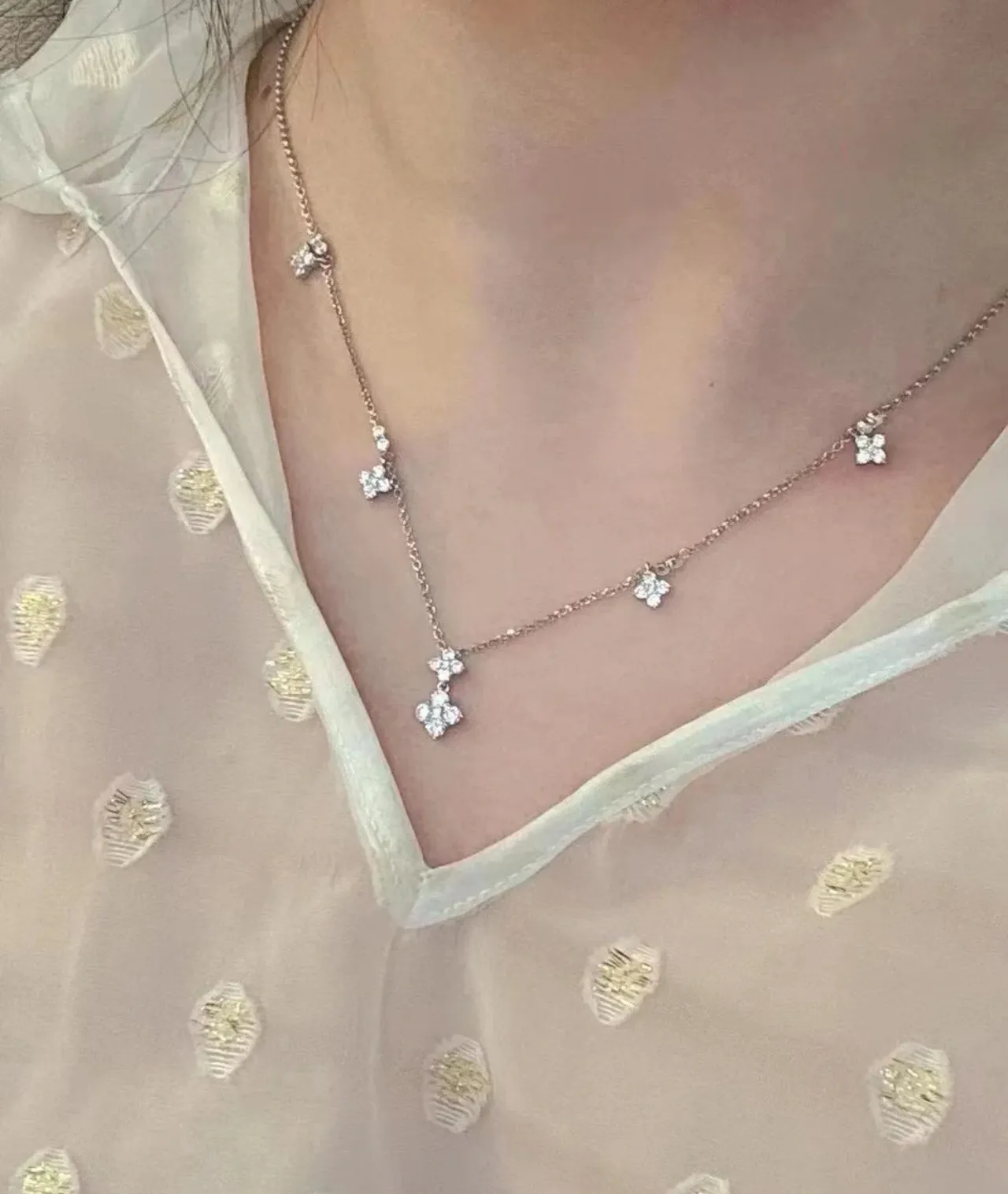 Silver-Tone Crystal Quatrefoil Pendant Necklace 4