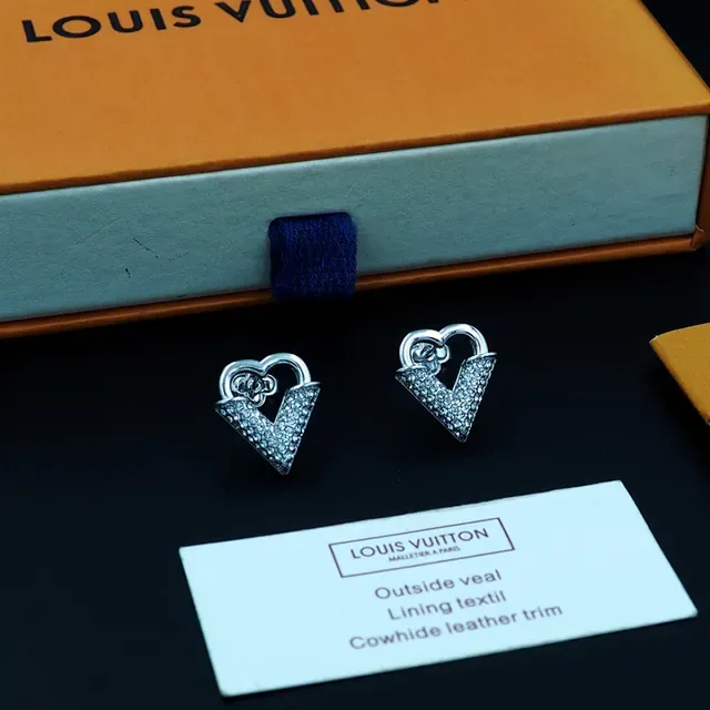 Silver-Tone Heart and V Crystal Pavé Stud Earrings 4