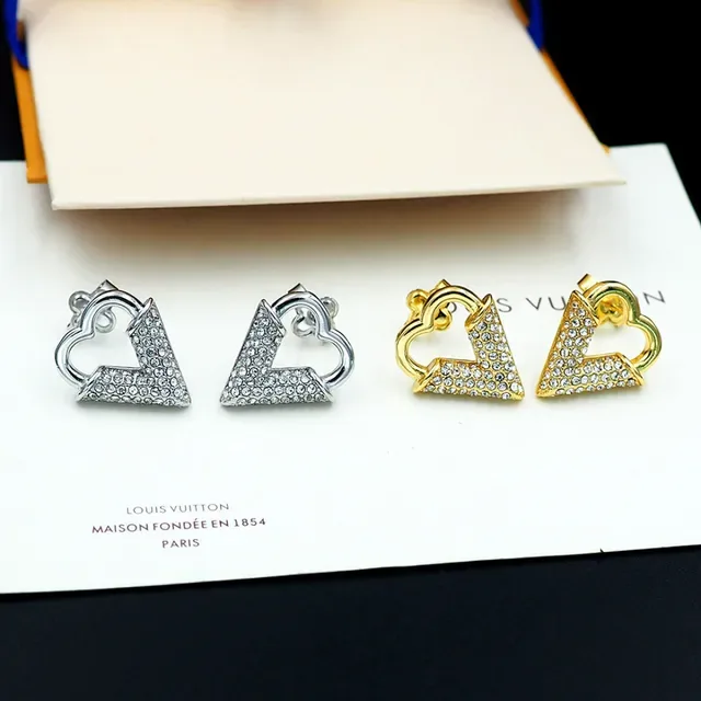 Silver-Tone Heart and V Crystal Pavé Stud Earrings 7