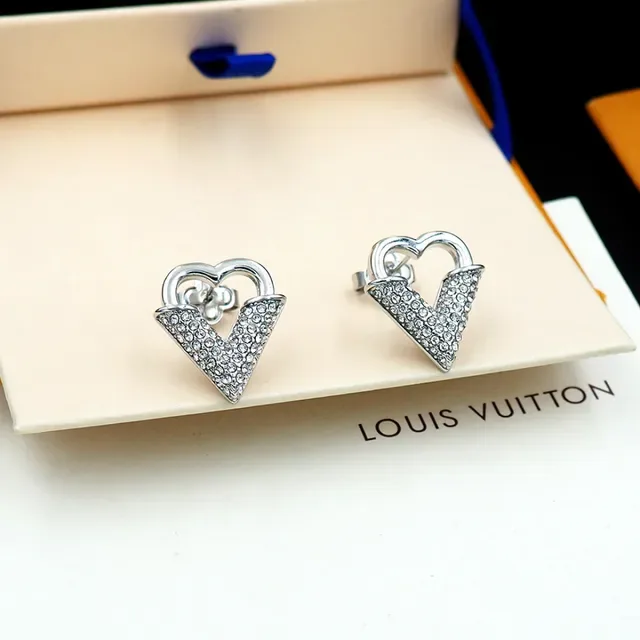 Silver-Tone Heart and V Crystal Pavé Stud Earrings 8