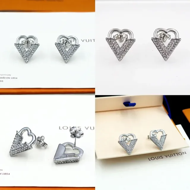 Silver-Tone Heart and V Crystal Pavé Stud Earrings 9