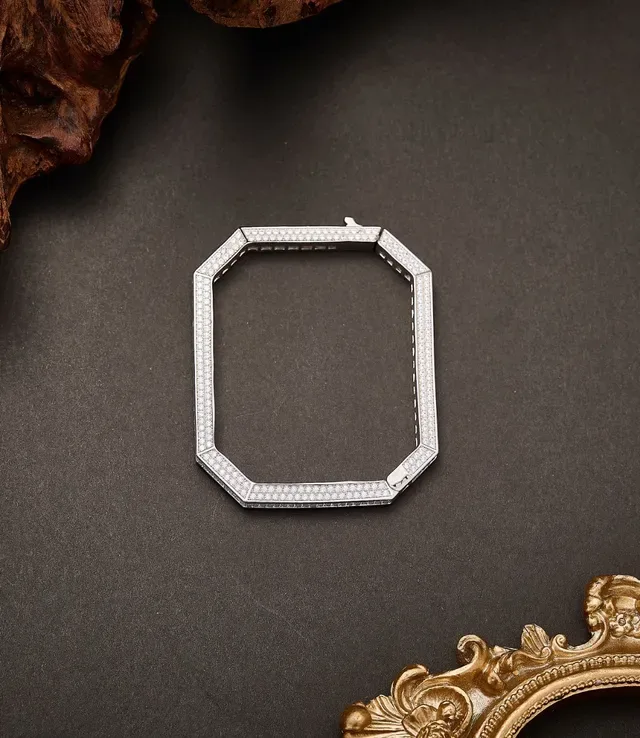Silver-Tone Octagonal Baguette and Pavé Stone Bracelet 6