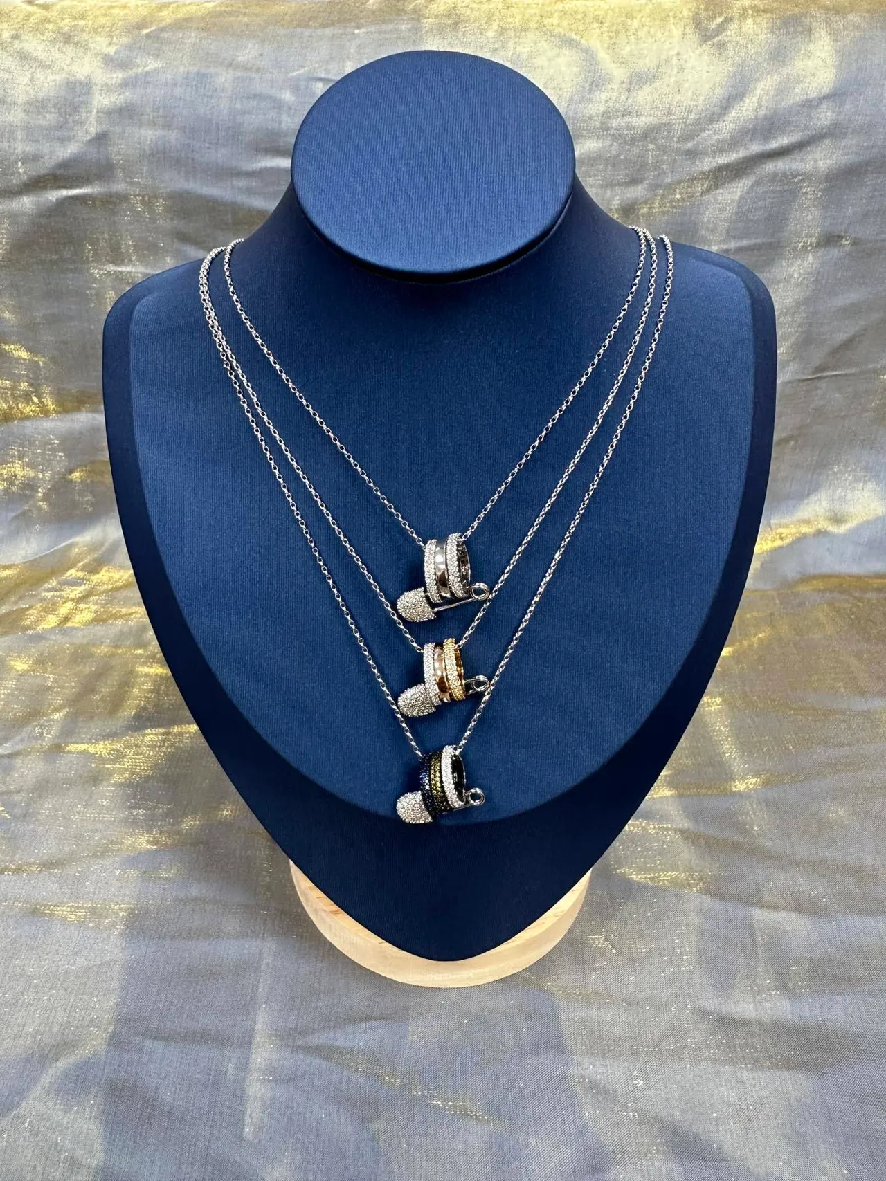 Silver-Tone Pavé Black and White Scroll Pendant Necklace 8
