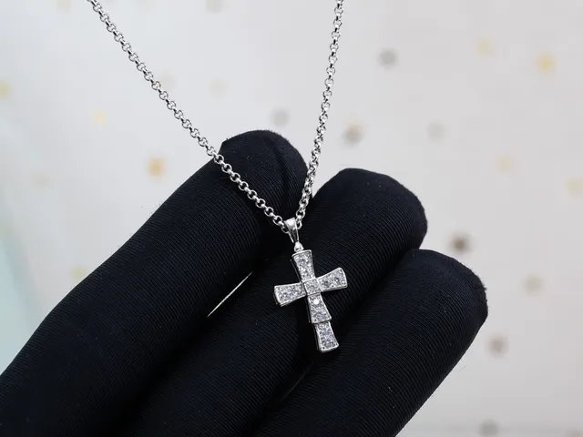 Silver-Tone Pavé Cross Pendant Necklace 3