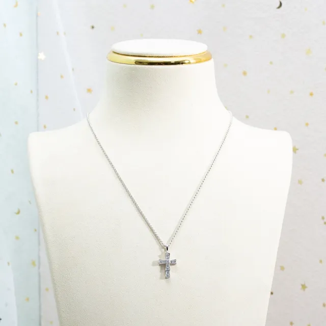Silver-Tone Pavé Cross Pendant Necklace 6