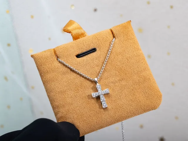 Silver-Tone Pavé Cross Pendant Necklace 8