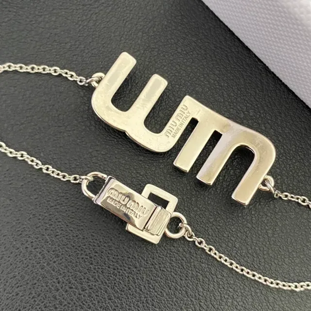 Silver-Tone Pavé Crystal 'MU' Logo Chain Bracelet 3