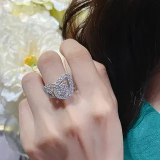 Silver-Tone Pavé Leaf Motif Openwork Ring