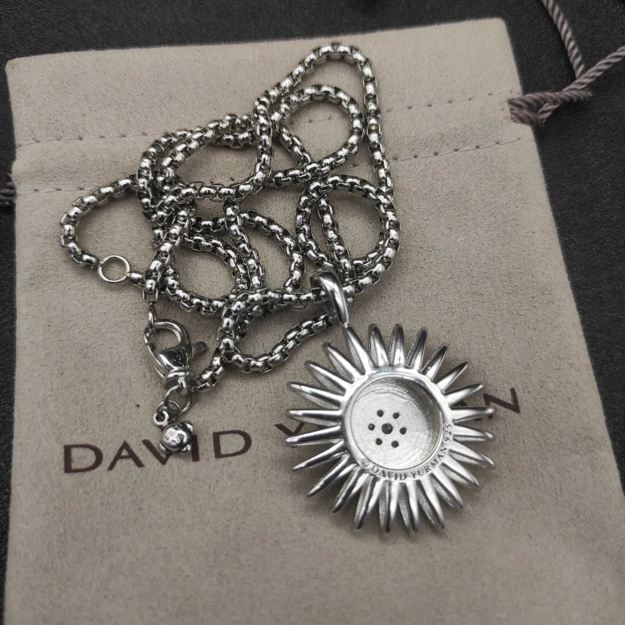Silver-Tone Spiky Starburst Pavé Pendant Necklace 2