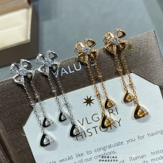 Silver Transparent Floral Stud Dangling Chain Earrings 4