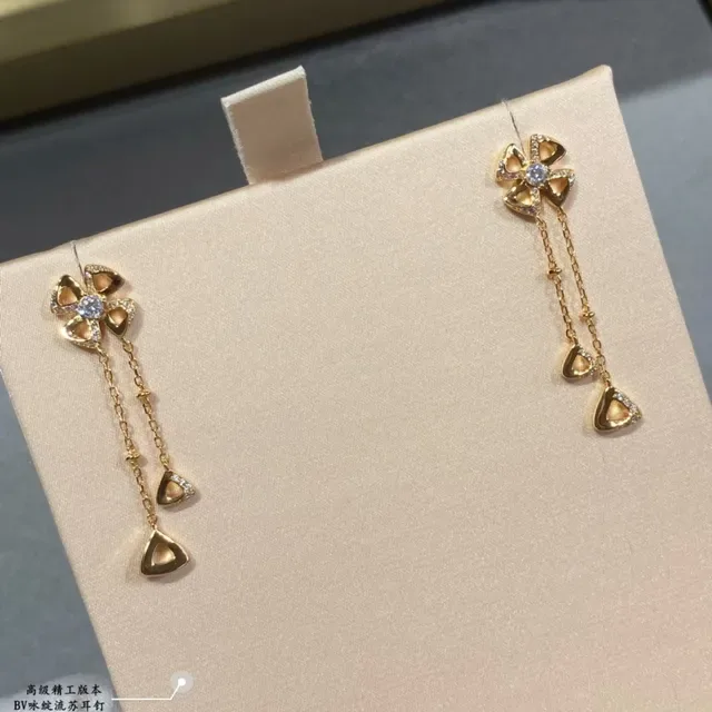 Silver Transparent Floral Stud Dangling Chain Earrings 8