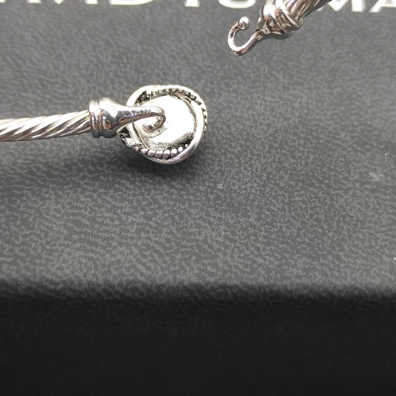 Silver White Cable-Twist Bezel-Set Bracelet 6