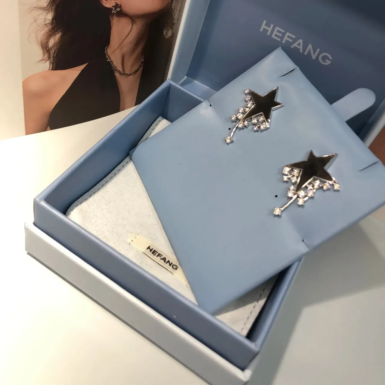 Star-Shaped Enamel and Crystal Stud Earrings 2
